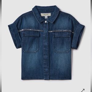 Reiss Kids Sandie Rhinstone Denim Shirt - Light Wash